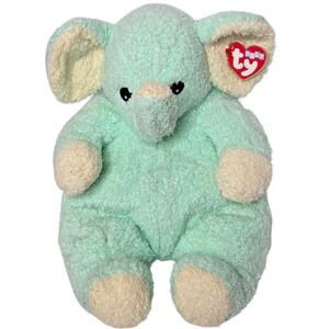 Baby Ty Elephantbaby‎ 10" Mint Green Tylon Plush Rattle NWT 2000 Nursery Zoo